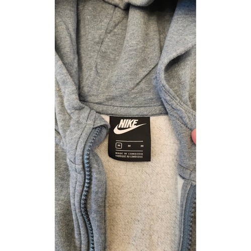 Nike Fleece Sweatshirt Hoodie Womens Medium Full Zip Mini Swoosh Sportswear Gray - Picture 3 of 10