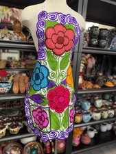 Mexican Embroidery Apron with Vibrant Floral Designs