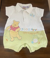 Vtg Winnie The Pooh Disney Baby summer romper Sz 0-3 Months Embroidered boy