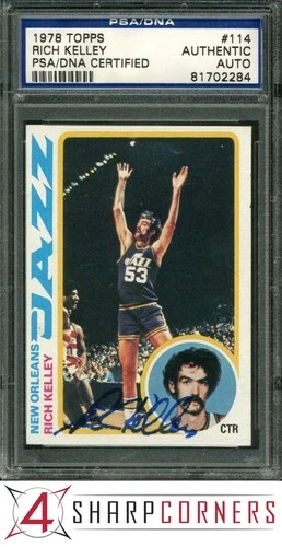 1978 TOPPS #114 RICH KELLEY JAZZ PSA AUTHENTIC DNA AUTO