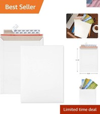 9x11.5 Self Seal Photo Document Mailers 25 Pack Stay Flat White Cardboard Env...
