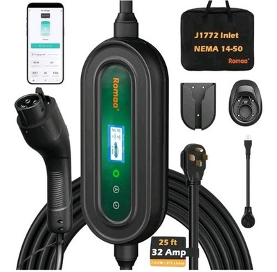 Romaa EV Charger Level 2 - 32 Amp Model ZA11-U09K6BF-F001 Portable 240V Charger