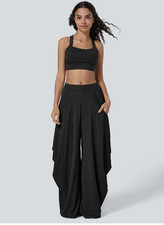 HALARA Mid Rise Multiple Pockets Draped Wide ...