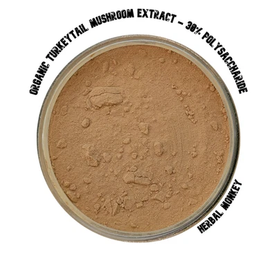 HERBALMONKEY Organic Turkeytail Mushroom Extract | 30% Polysaccharide High Quality