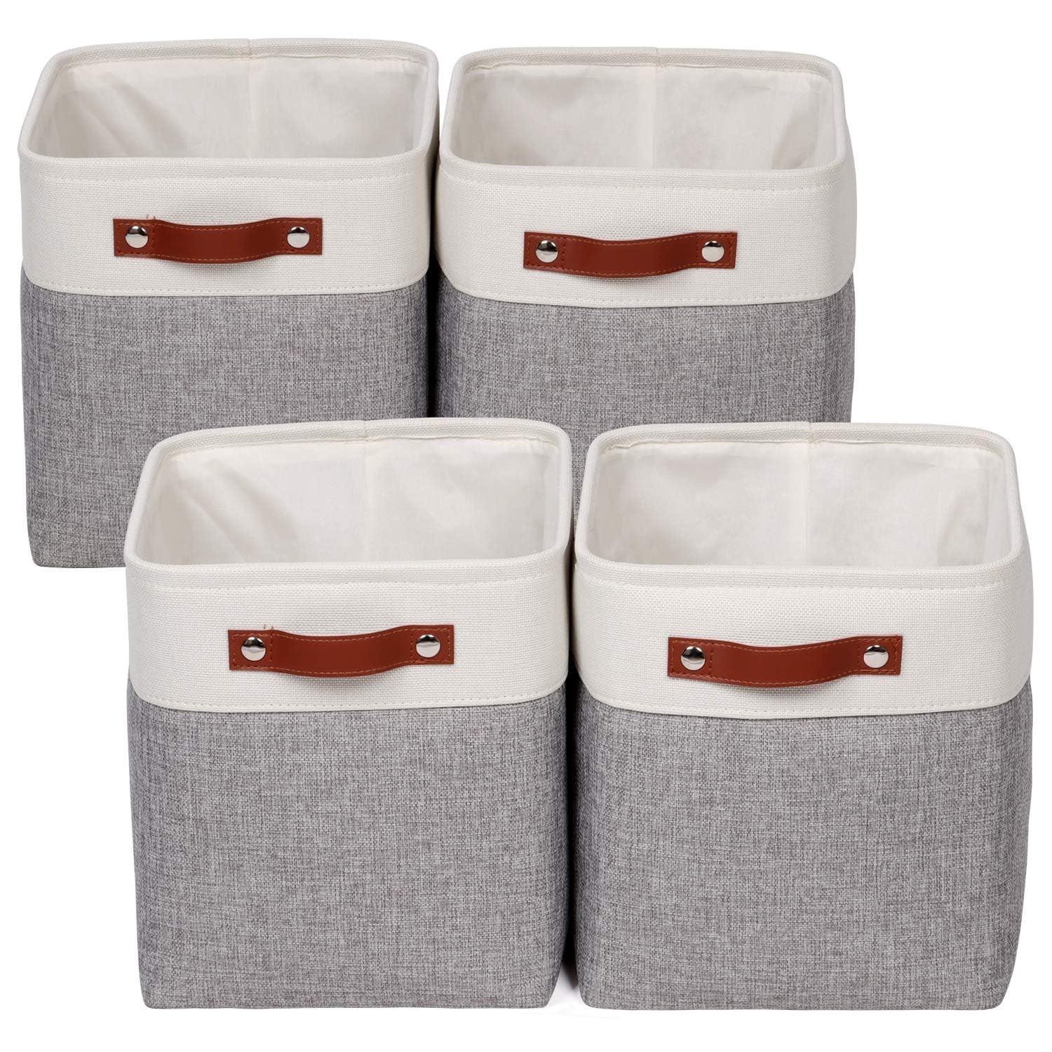 Univivi 10.5 Inch Fabric Storage Bins with Hard Bottom, 4-Pack Organizer Baskets