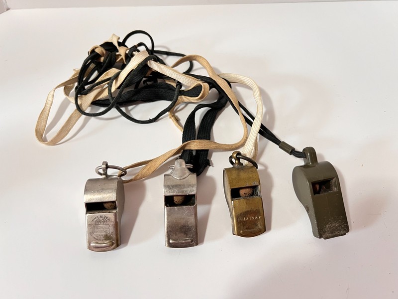 4 vintage whistles military and others
