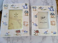 Garden Theme Mosaic Picture Frames 4x6  5x7 Lot of 2 READ
