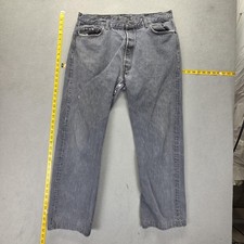 Vintage Levis 501 Jeans Mens Gray Straight Button Fly USA Altered Hem Fits 36x30