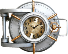 Unusual Bank Vault Door Style Wall Industrial Clock