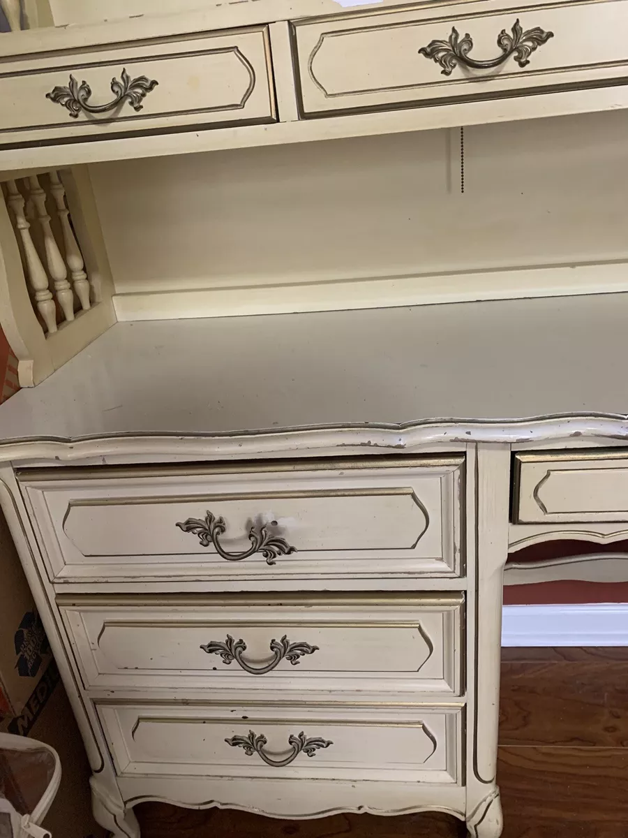 Henry Link Desk And Hutch Antique Yellow And Gold Cream Bookcase Light