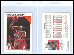 1991-92 NBA Hoops Basketball Michael Jordan Card # 30 Chicago Bulls MVP HOF  47
