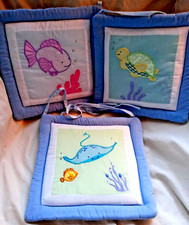 Kidsline 3 Piece Nursery Crib Wall Hangings Sea Animals Blue