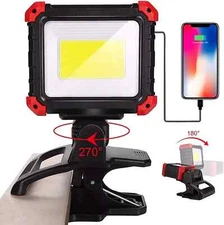 EASYMAXX LED Rechargeable Work Light with Clamp, 2100LM COB Magnetic Clip on ...