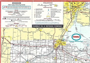 1969 Humble Oil Road Map Ohio Columbus Dayton Cleveland Toledo Cincinnati Akron Ebay