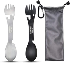 5-In-1 Stainless Steel Spork- Spoon, Fork & Knife, Bottle & Can Opener EDC Combo