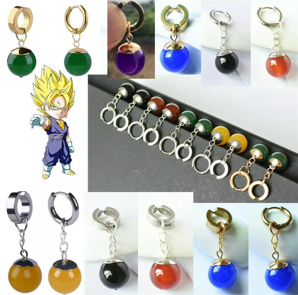 Anime DBZ Super Dragon Ball Z Son Goku Zamasu Vegetto Time Earring Ear  Clips Vegeta Cosplay Merch Green Yellow Earrings Prop