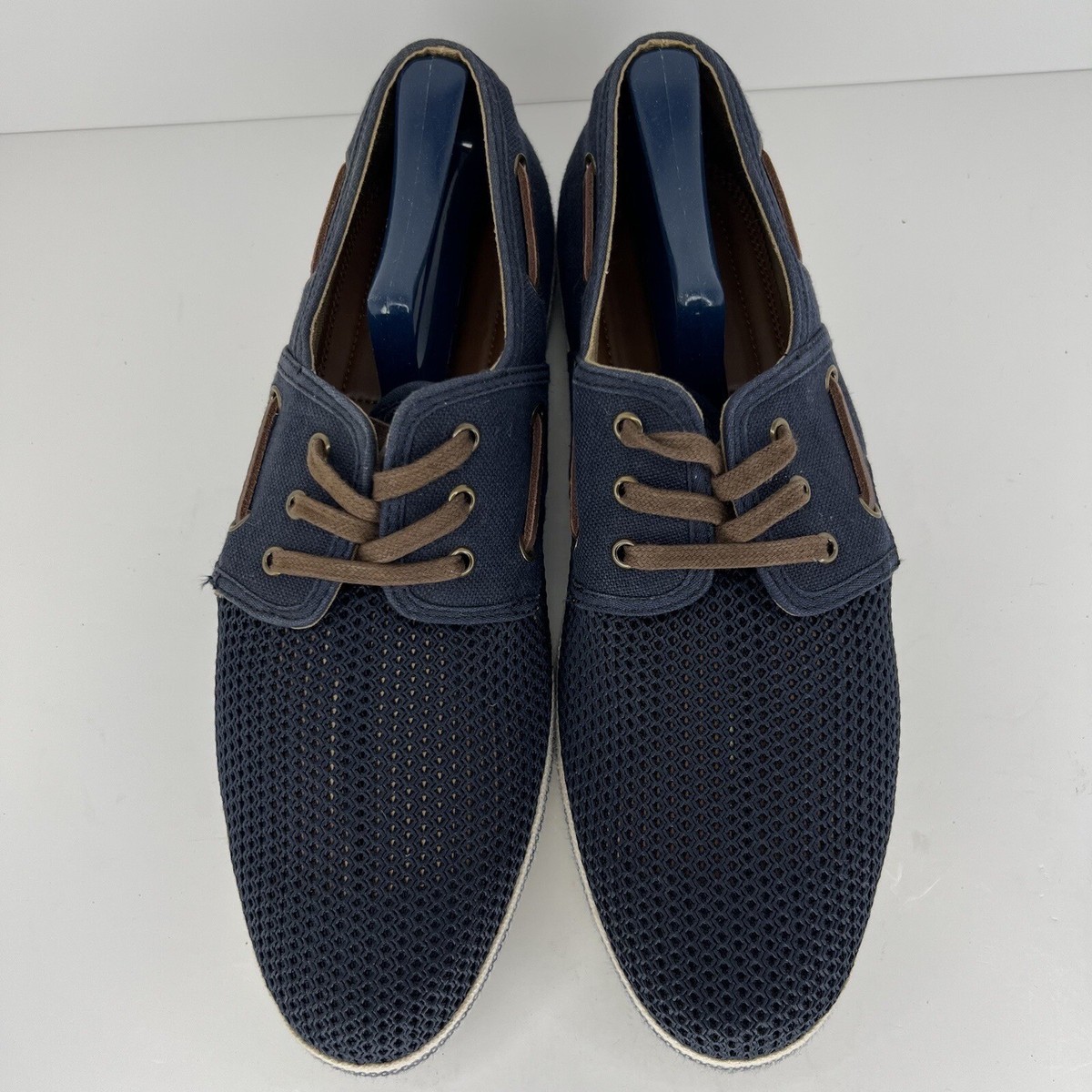 Aldo Shoes Navy Blue Mesh Canvas Shoes Mens Size 10.5 Brown 