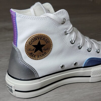 Converse Women All Star Lift Platform Chrome Shoes Size 7 7.5 8 White Chromatic