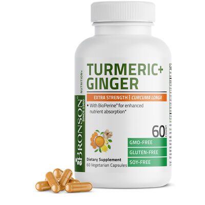 Bronson Turmeric + Ginger 1950 MG, NON-GMO 60 Vegetarian Capsules
