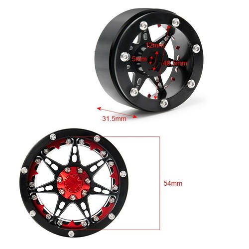 1/4pcs 2.2" Aluminium Beadlock Wheels for 1/10 RC Crawler Wraith TRX-4 D90 SCX10 - Afbeelding 7 van 16