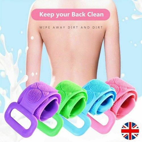 Silikon Langkörperreinigung doppelseitig Rückenwäscher Bad Dusche Gürtelbürste UK - Bild 30 von 47