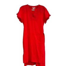 Madewell Dress SMALL Embroidered Boho Red Paradise Cottagecore Lagenlook Boho