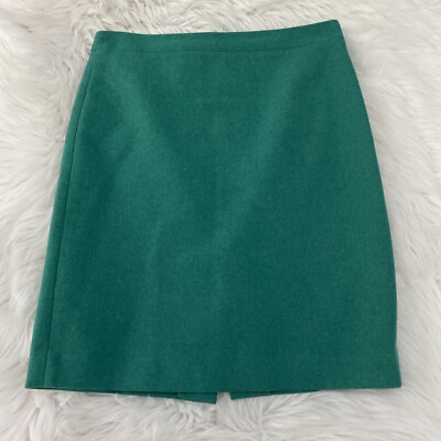 J Crew The Pencil Skirt 6 teal lined zip back 70% wool EUC Preppy Minimalist