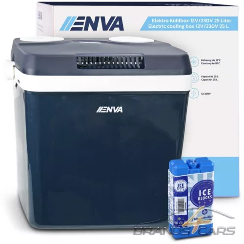ENVA 25L KÜHLBOX MINI-KÜHLSCHRANK THERMOELEKTRISCHE WARMHALTEBOX + 2 KÜHLAKKUS
