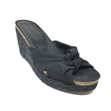 Women's Donald J Pliner Bridey Slide Wedge Flip Flops Shoes Size 6 Black Fabric
