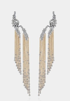 925 Sterling Silver Waterfall Dangle Earrings 18K Yellow Gold Plated CZ Jewelry