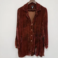 Citron Santa Monica Collection Womens Velvet Burnout Babydoll Top Size M Gypsy