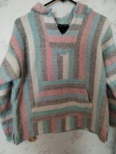 Mexican Baja Hoodie Womens M Hydration Nation Hippie Pullover Surfer Poncho