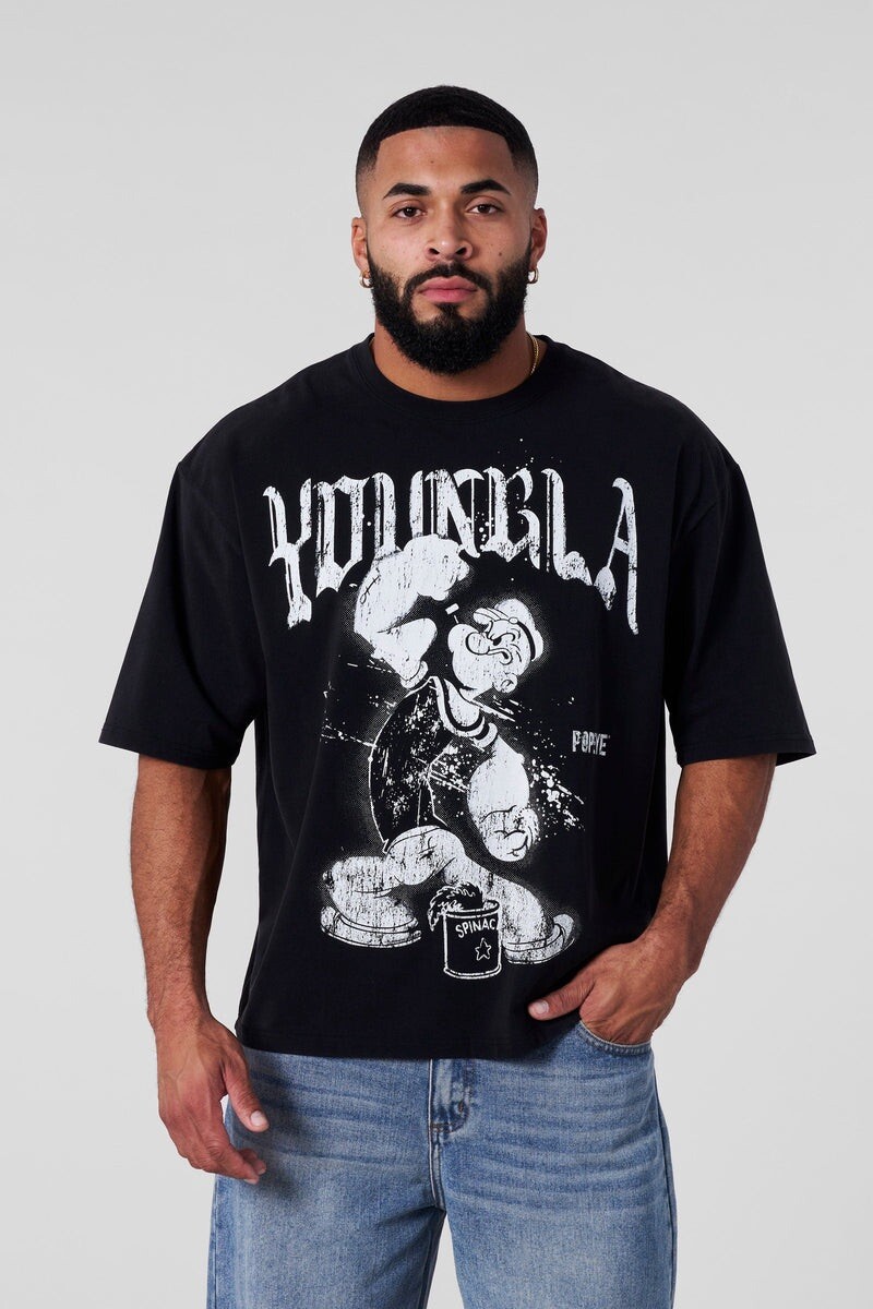 【1011GALLERY】 Micmic Popeye T-Shirts - Black Amazon.com: Popeye the Sailorman Pow Black with Striped