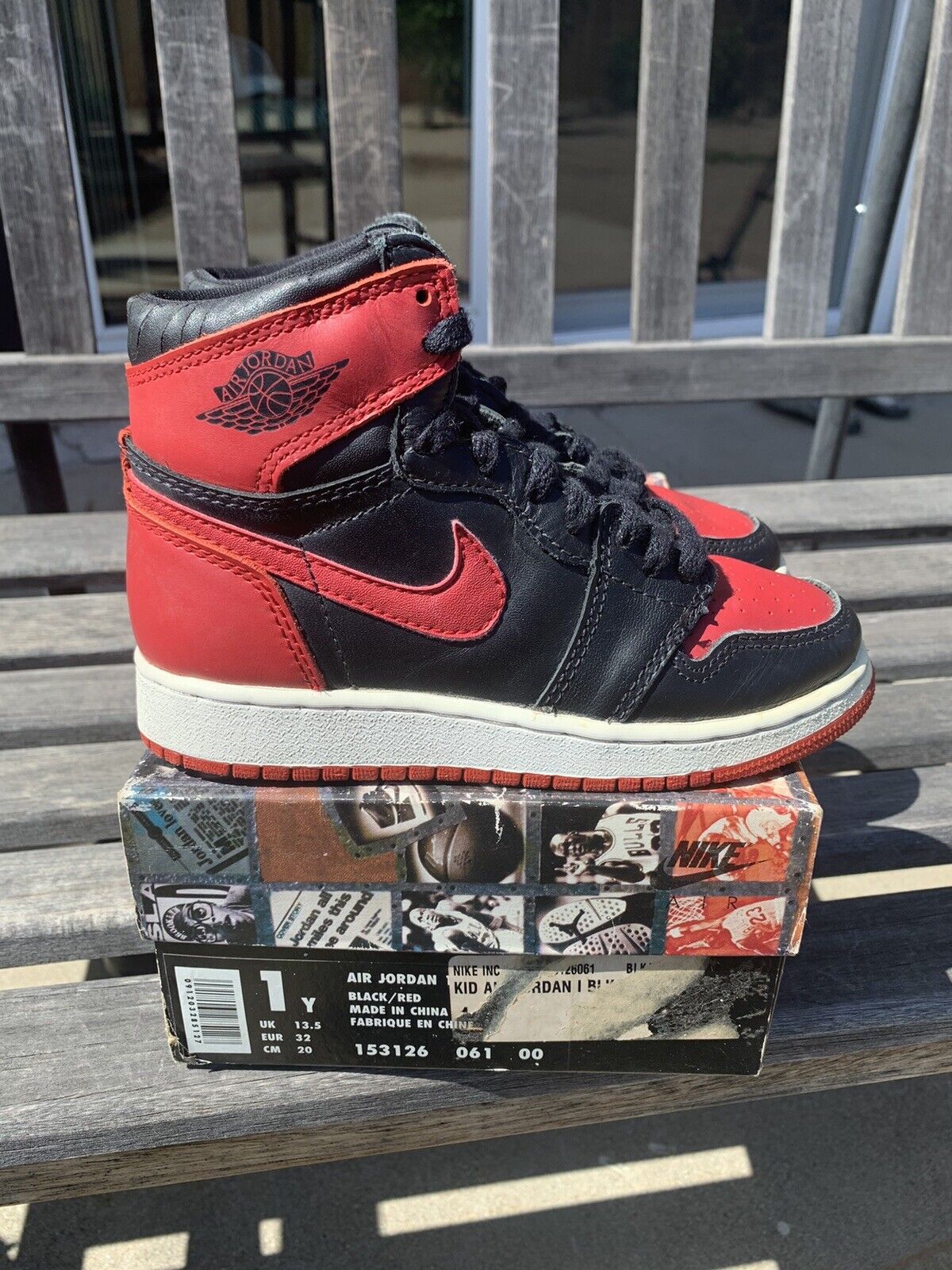 Vtg DS NIKE AIR JORDAN 1 BRED 1994 Sz 1Y chicago Union