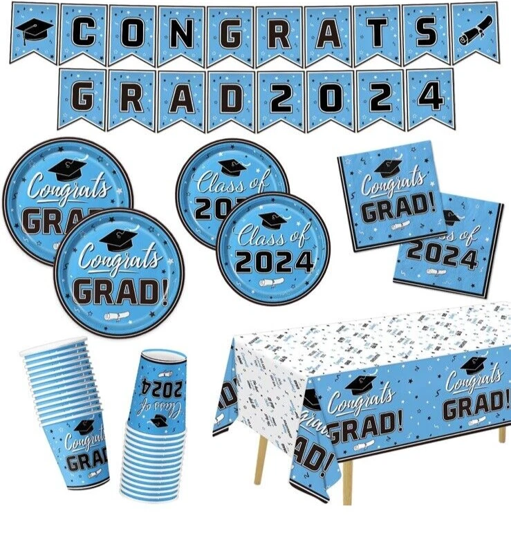 Suministros de fiesta de graduación Juego de vajilla de fiesta de graduación Incluye felicitaciones G... Foto 2 de 4