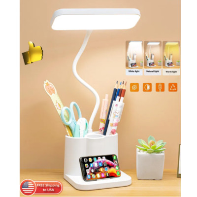 LED Desk Light Touch Sensor Table Bedside Reading Lamp USB Rechargeable Dimmable