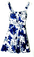 Xia Womens Small Blue and White Floral Dress Sleeveless