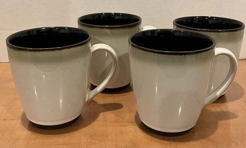 Sango Nova Black #4932 Set of 4 Coffee Cups Mugs Stoneware