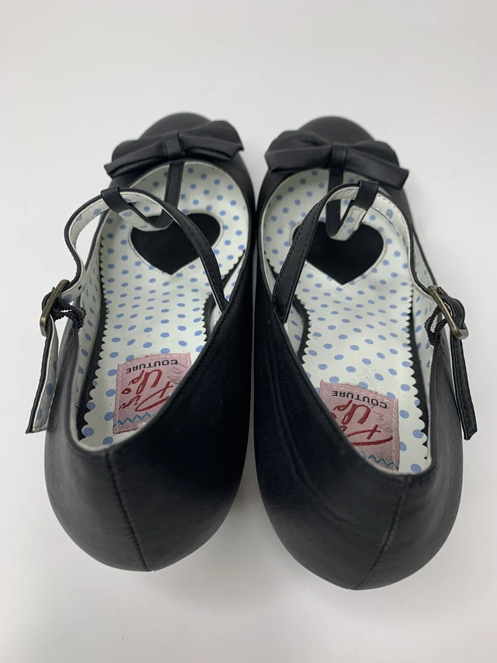 Zapatos de salón para mujer Pin Up Couture Wiggle negros con tiras •Talla 10 *USADOS EN EXCELENTE ESTADO Foto 4 de 4