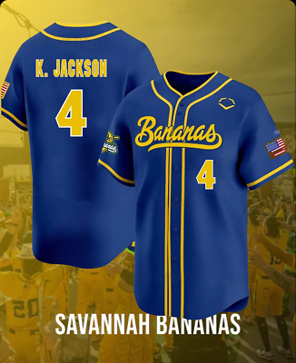 NEW Savannah Bananas KJ Jackson #4 Baseball Jersey Shirt All Size