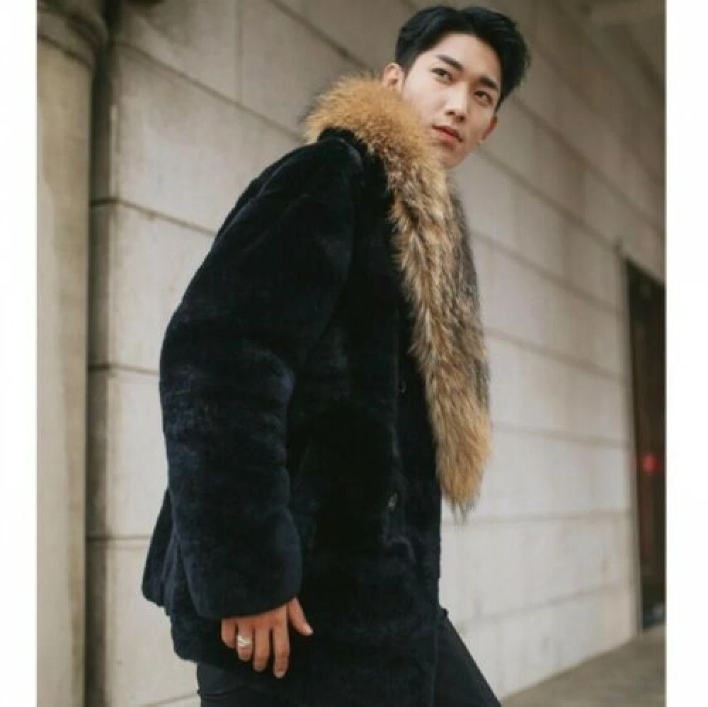 Big mens faux fur coats clearance