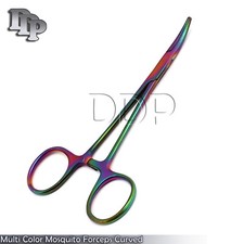 CURVED MOSQUITO FORCEPS 5" HEMOSTAT MULTI-COLOR HIGH GRADE STAINLESS STEEL