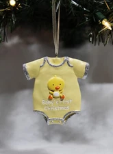 NWT ROMAN, INC. "BABY'S FIRST CHRISTMAS" YELLOW DUCKLING ROMPER HOLIDAY ORNAMENT
