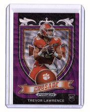 Trevor Lawrence RC 2021 Panini Prizm Draft Picks #161 Crusade Purple Wave Prizm