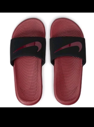 Sandali estivi Nike Kawa Slides bambino FJ2250 001 nero rosso taglia GS 4 anni nuovi