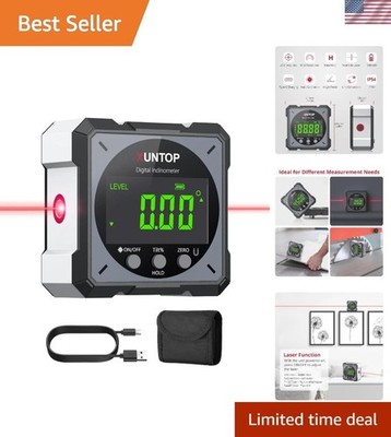Waterproof Digital Level Box with Laser - Accurate Angle Finder in Gray