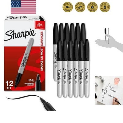 Permanent Markers, Fine Tip, Black, 12 Count - Office Supplies, Quick Drying,...