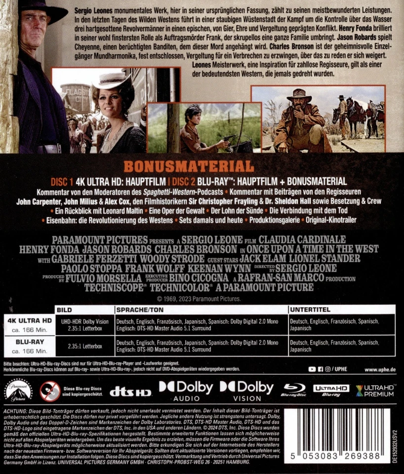 4K SPIEL MIR DAS LIED VOM TOD Once Upon a Time in the West UHD BLU-RAY Neu - Bild 2 von 2