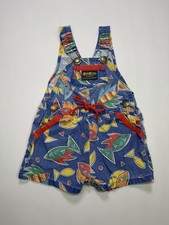 Vintage 90s OshKosh B Gosh Fish Print Shortalls Romper USA Made 18 Mos