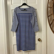 Talbots Cotton Striped Dress M Nautical French Girl Preppy Sailor